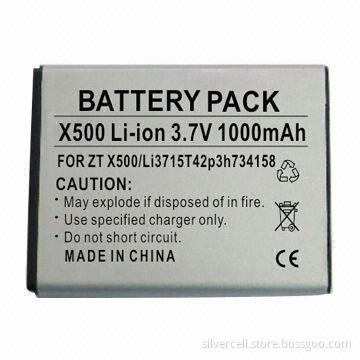 Li-ion Battery for ZTE x500, with 1,000mAh Capacity